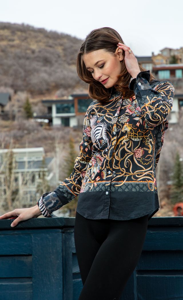 Dizzy-Lizzie Rome Long Sleeve Shirt in Zebra Print available at Barbara Katz