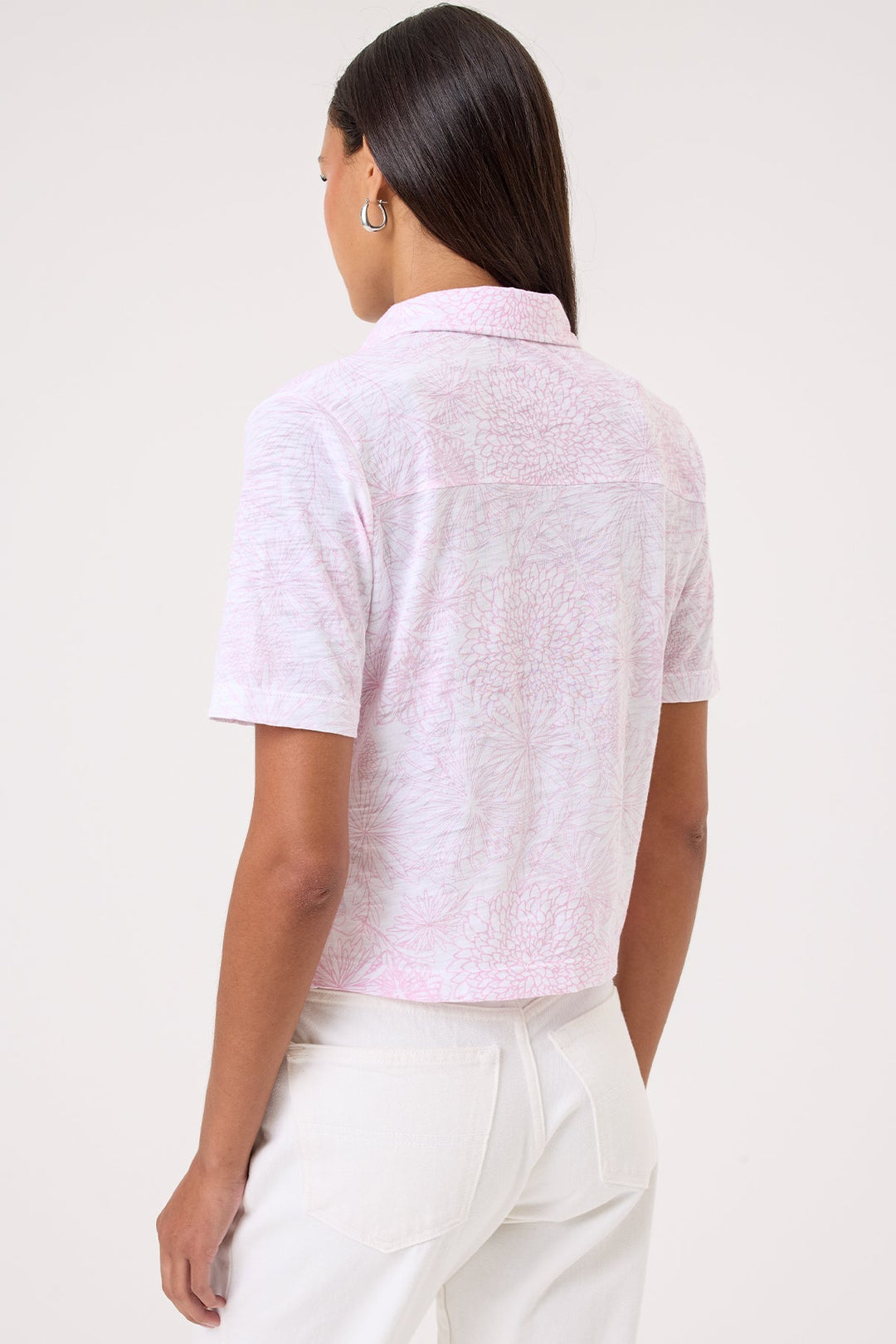 Goldie Payton Short Sleeve Botanical Shirt in Rose available at Barbara Katz