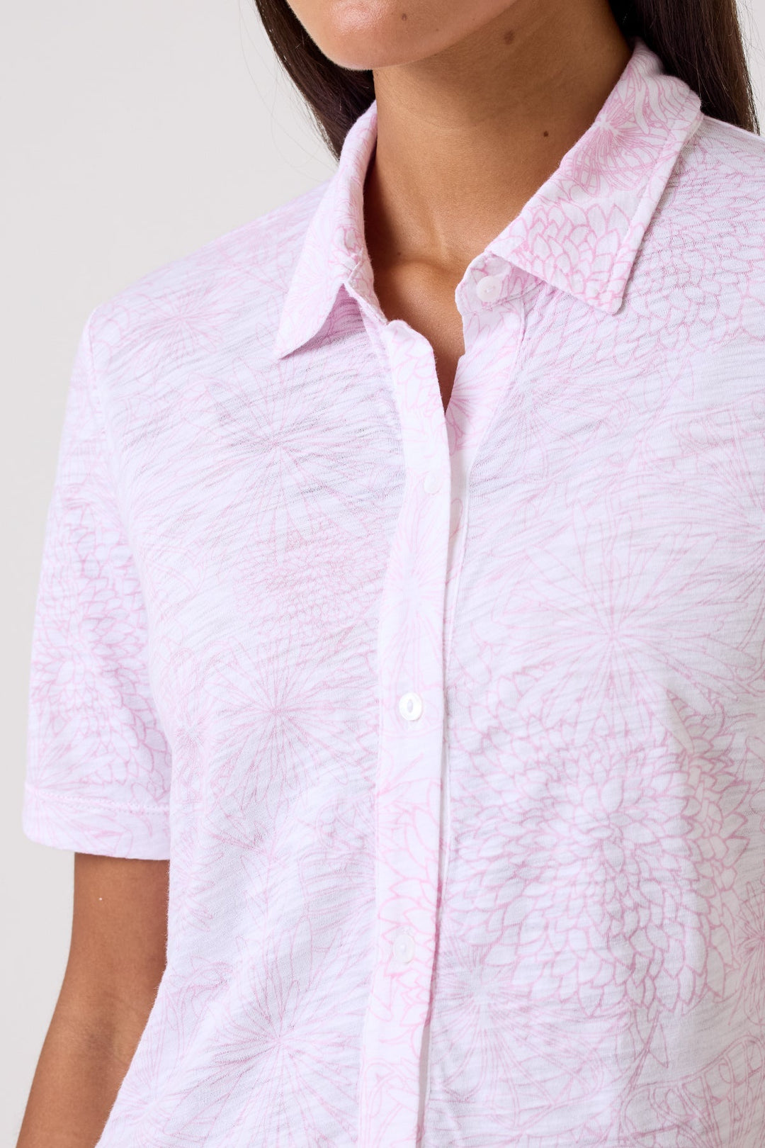 Goldie Payton Short Sleeve Botanical Shirt in Rose available at Barbara Katz