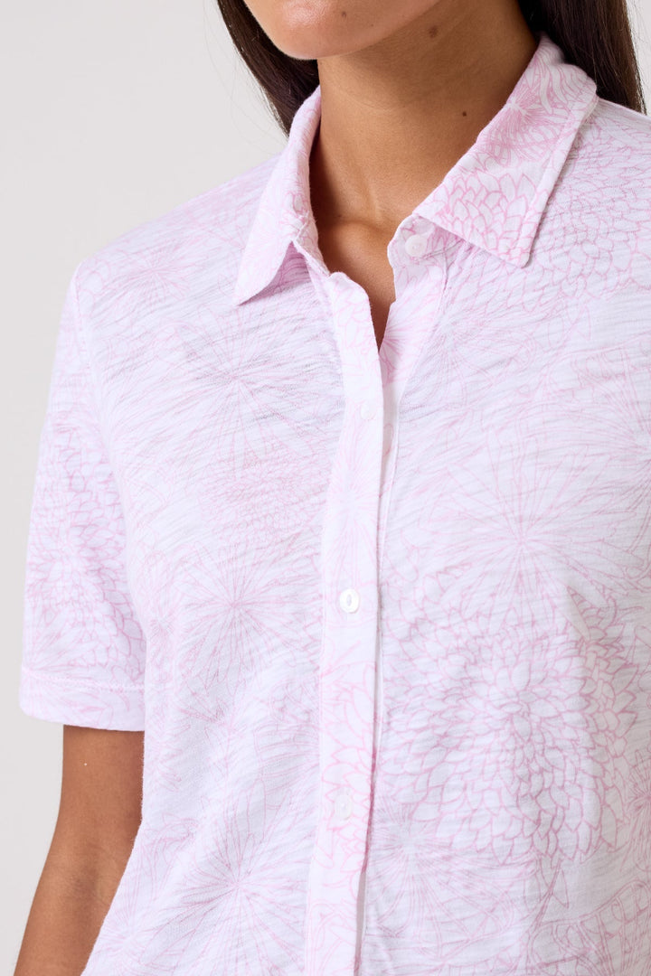 Goldie Payton Short Sleeve Botanical Shirt in Rose available at Barbara Katz