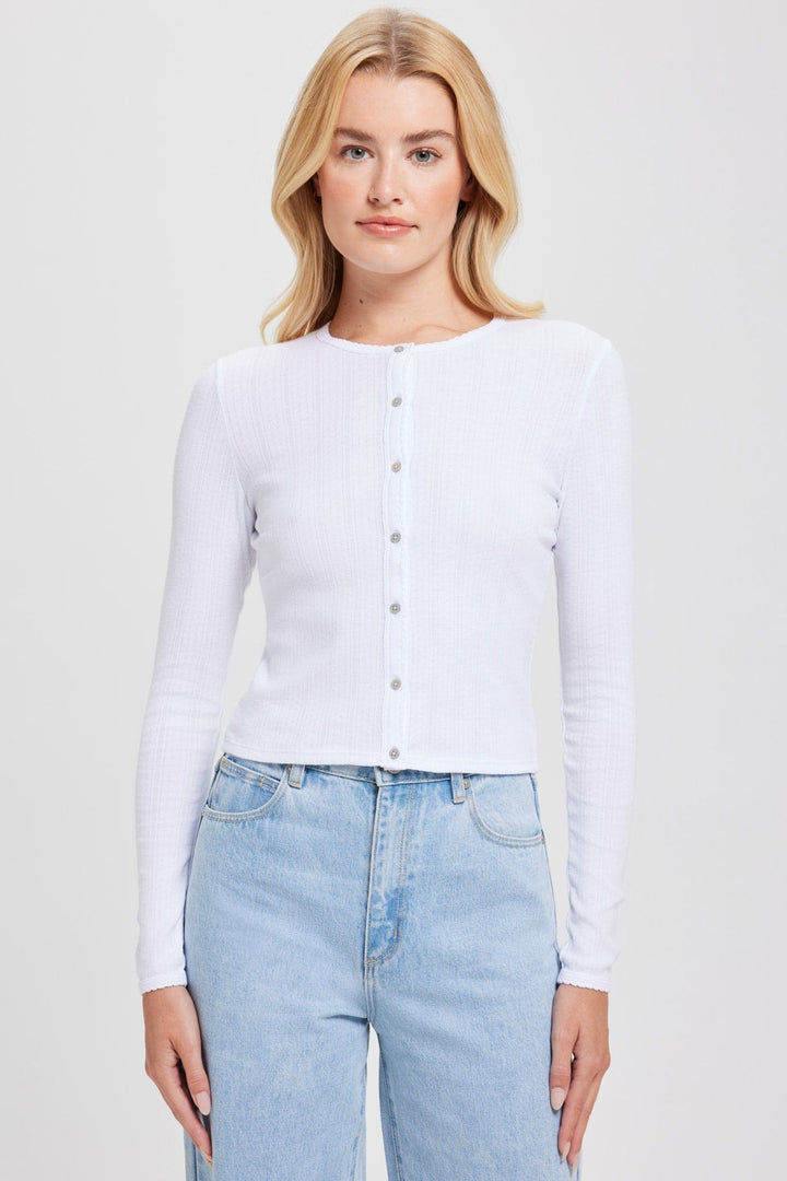 Goldie Pointelle Crop Cardigan available at Barbara Katz