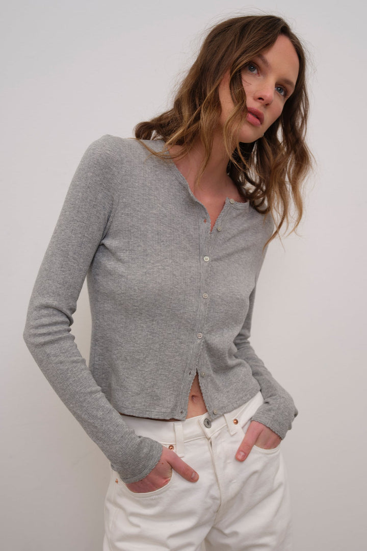 Goldie Pointelle Crop Cardigan available at Barbara Katz