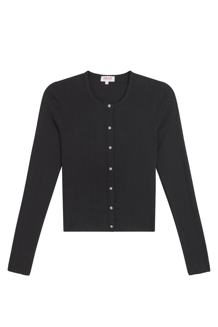 Goldie Pointelle Crop Cardigan available at Barbara Katz