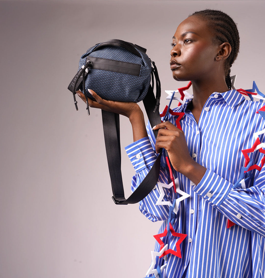 Daniella Lehavi Bonnie Mini Crossbody Bag in Denim available at Barbara Katz