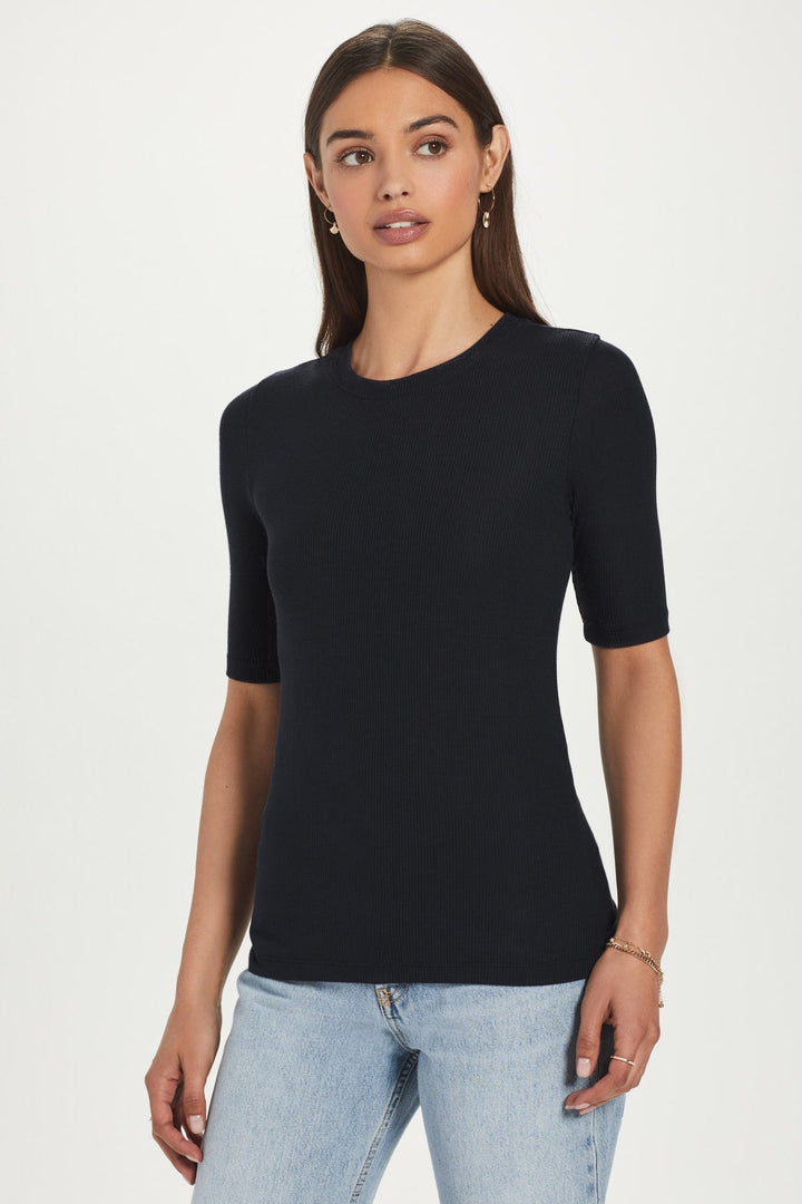 Goldie Ribbed Half Sleeve Tee available at Barbara Katz