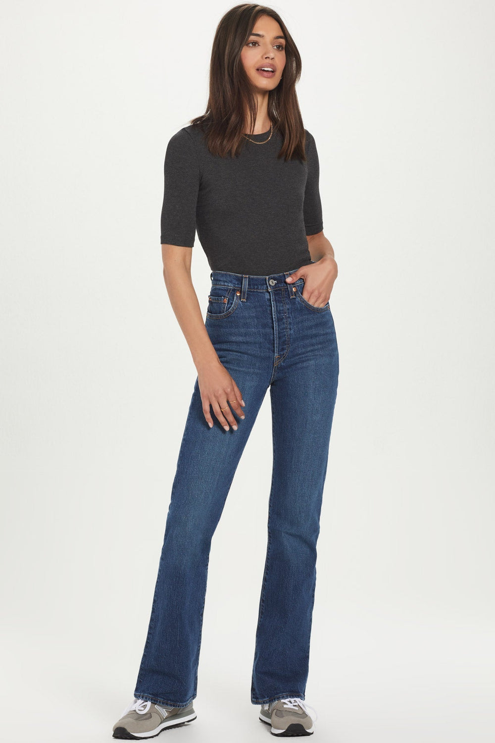 Goldie Ribbed Half Sleeve Tee available at Barbara Katz