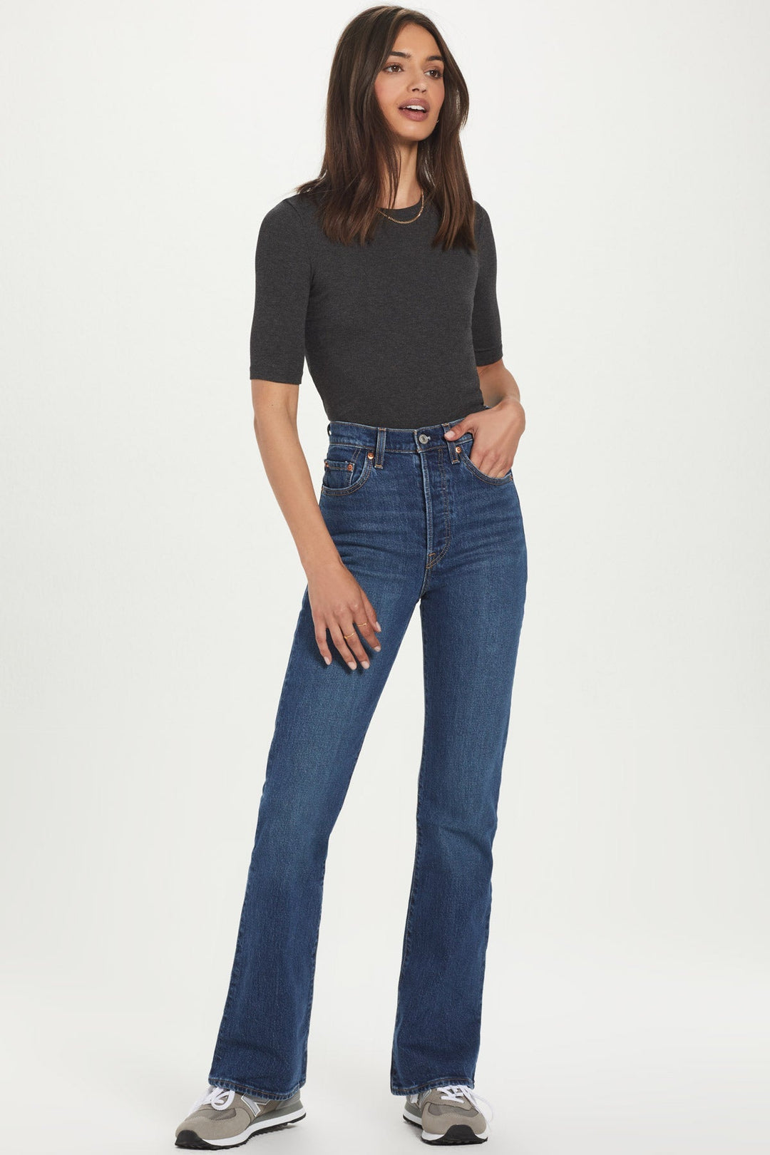 Goldie Ribbed Half Sleeve Tee available at Barbara Katz