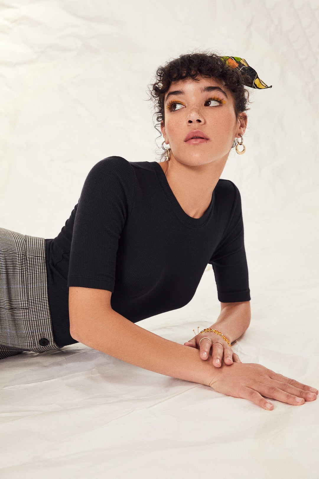 Goldie Ribbed Half Sleeve Tee available at Barbara Katz