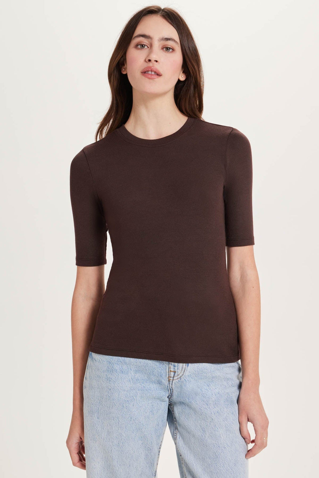 Goldie Ribbed Half Sleeve Tee available at Barbara Katz