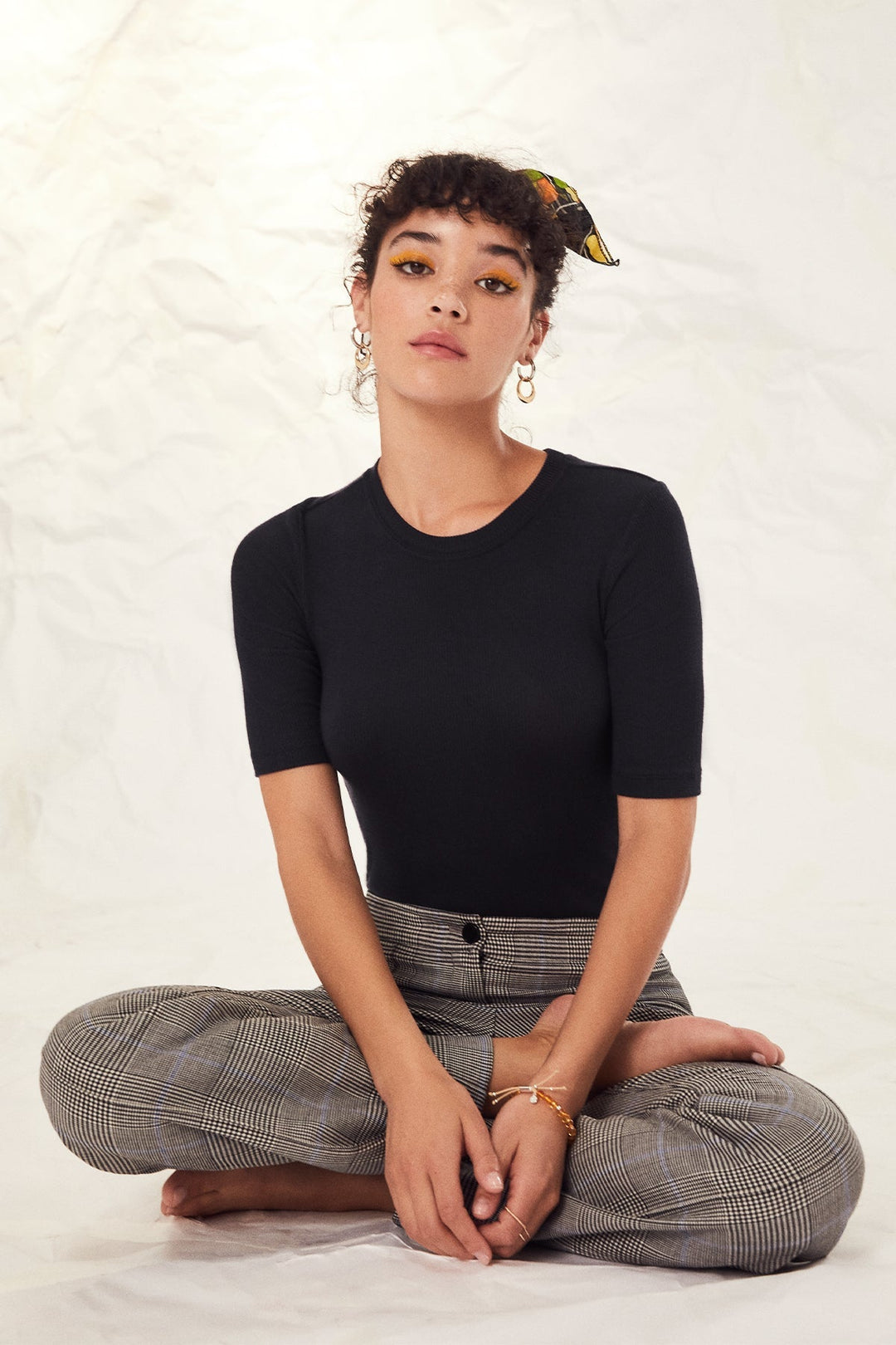 Goldie Ribbed Half Sleeve Tee available at Barbara Katz