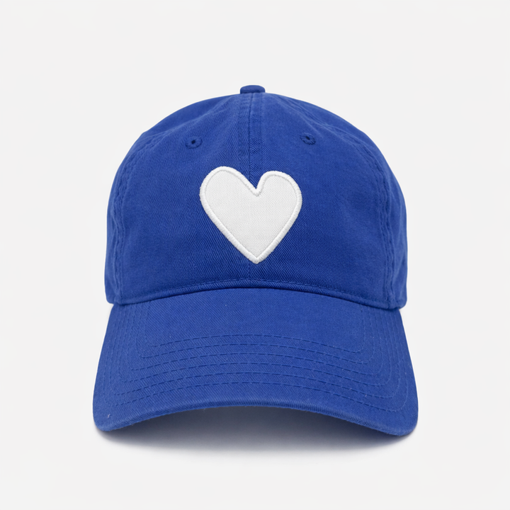 Kerri Rosenthal KR Imperfect Heart Hat in Bright Blue/White available at Barbara Katz
