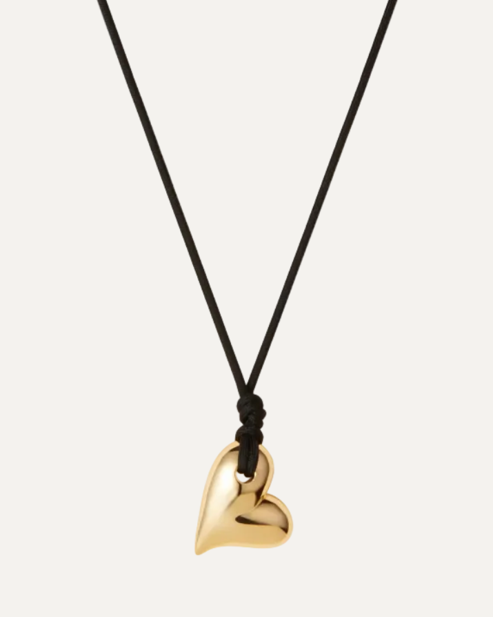 Jenny Bird Art Heart On A String Necklace in Gold available at Barbara Katz