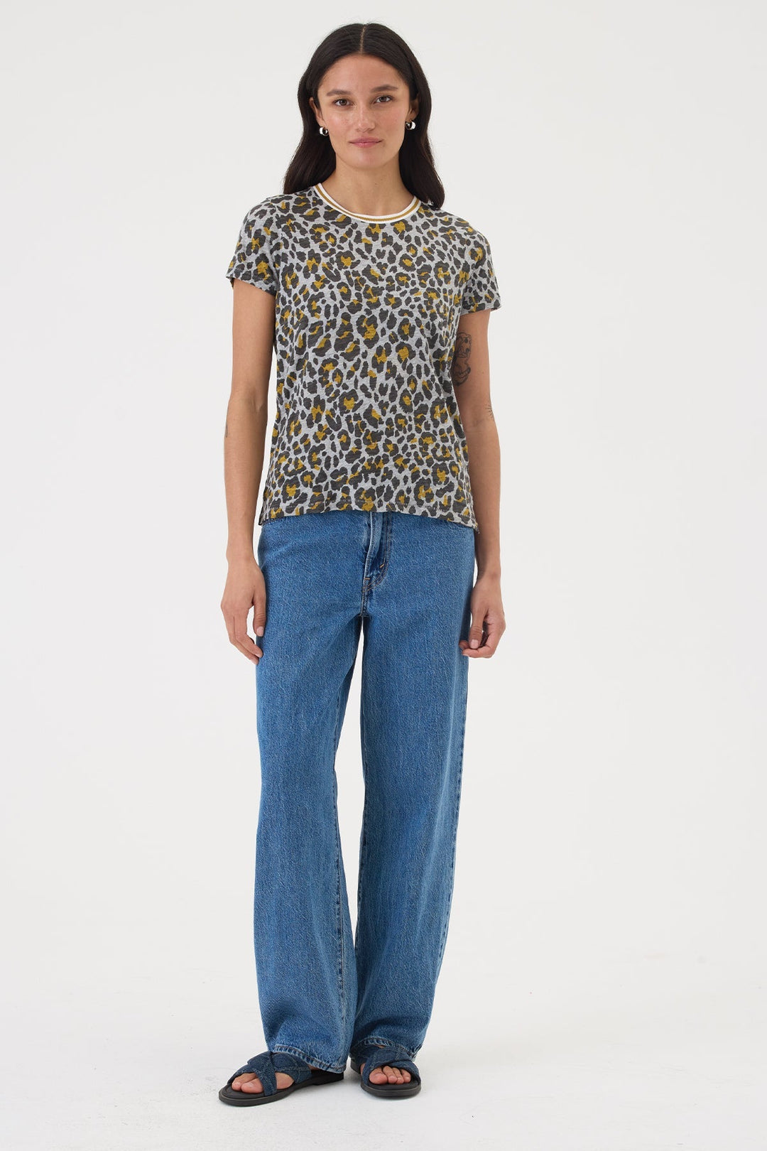 Goldie Safari Boy Ringer Tee in Animal Print available at Barbara Katz