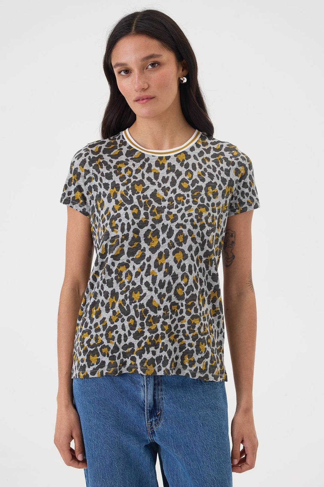 Goldie Safari Boy Ringer Tee in Animal Print available at Barbara Katz