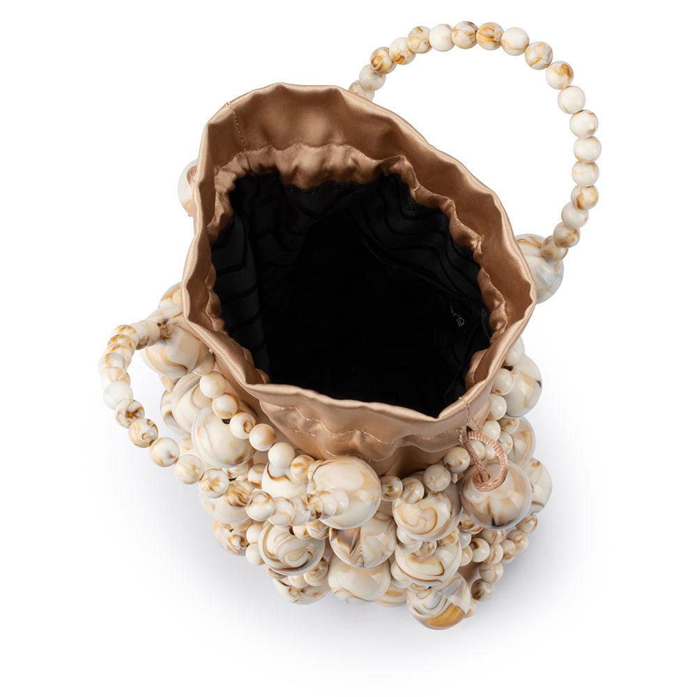Olga Berg Sammy Beaded Cage Bag in Natural available at Barbara Katz