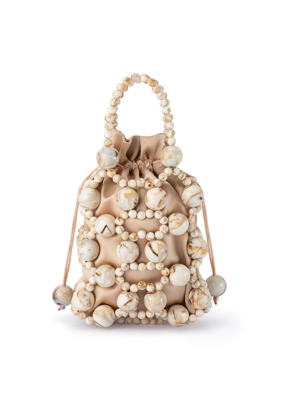 Olga Berg Sammy Beaded Cage Bag in Natural available at Barbara Katz