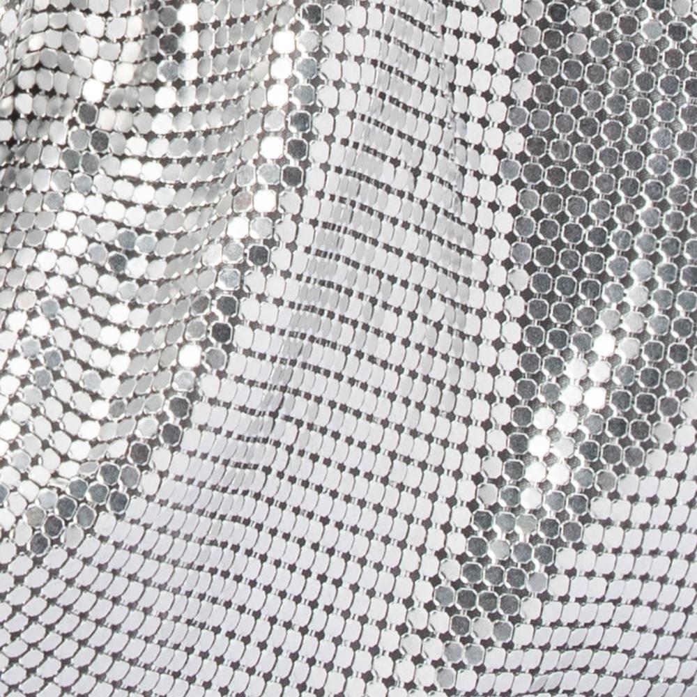 Olga Berg Shar Mesh Convertible Bag in Silver available at Barbara Katz