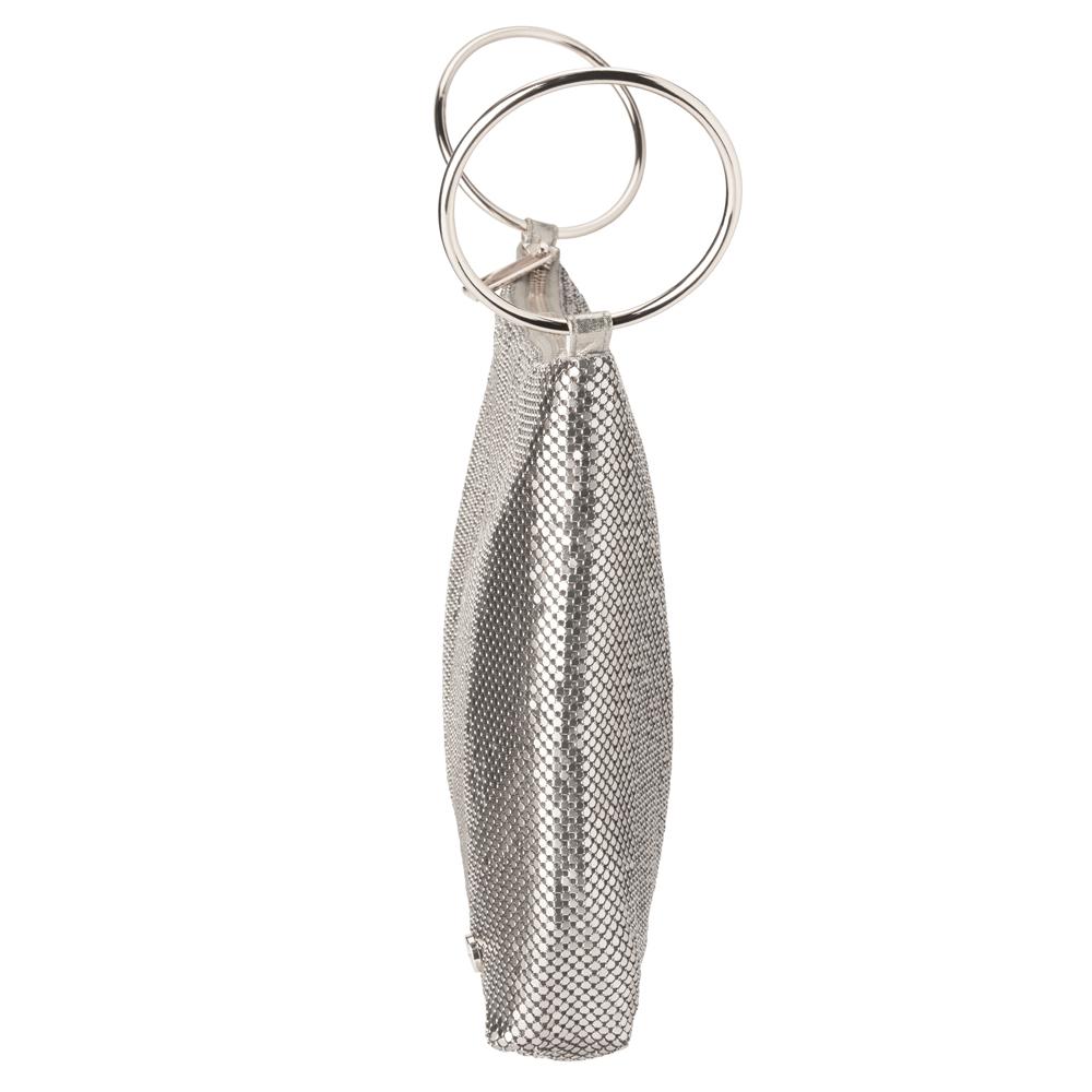 Olga Berg Shar Mesh Convertible Bag in Silver available at Barbara Katz