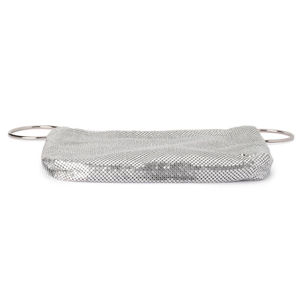Olga Berg Shar Mesh Convertible Bag in Silver available at Barbara Katz