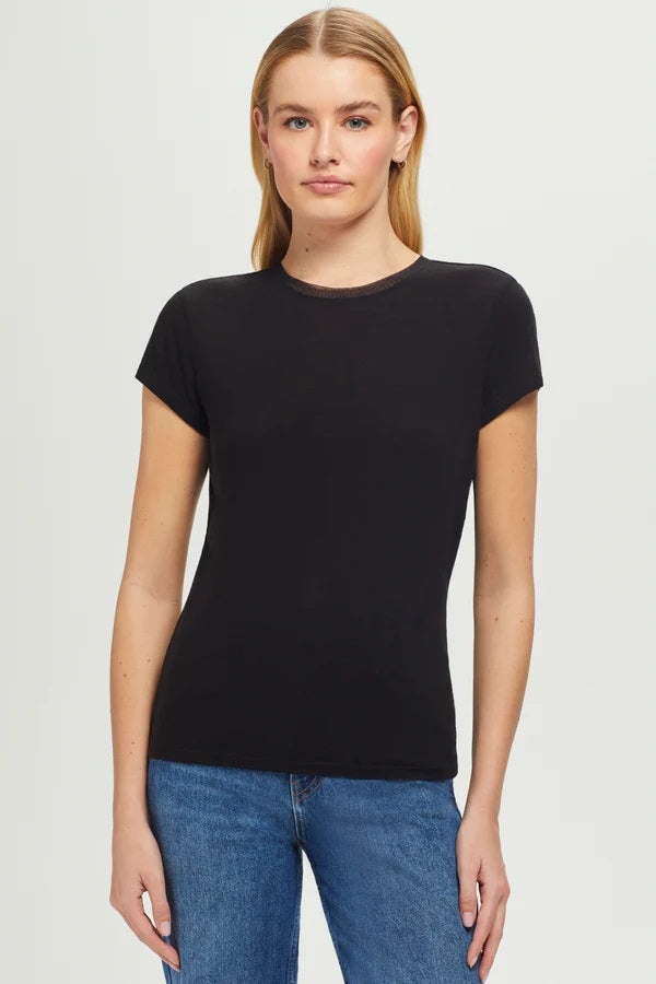 Goldie S/S Mesh Trim Crew Tee - Black