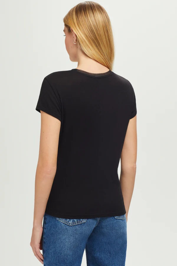 Goldie S/S Mesh Trim Crew Tee - Black