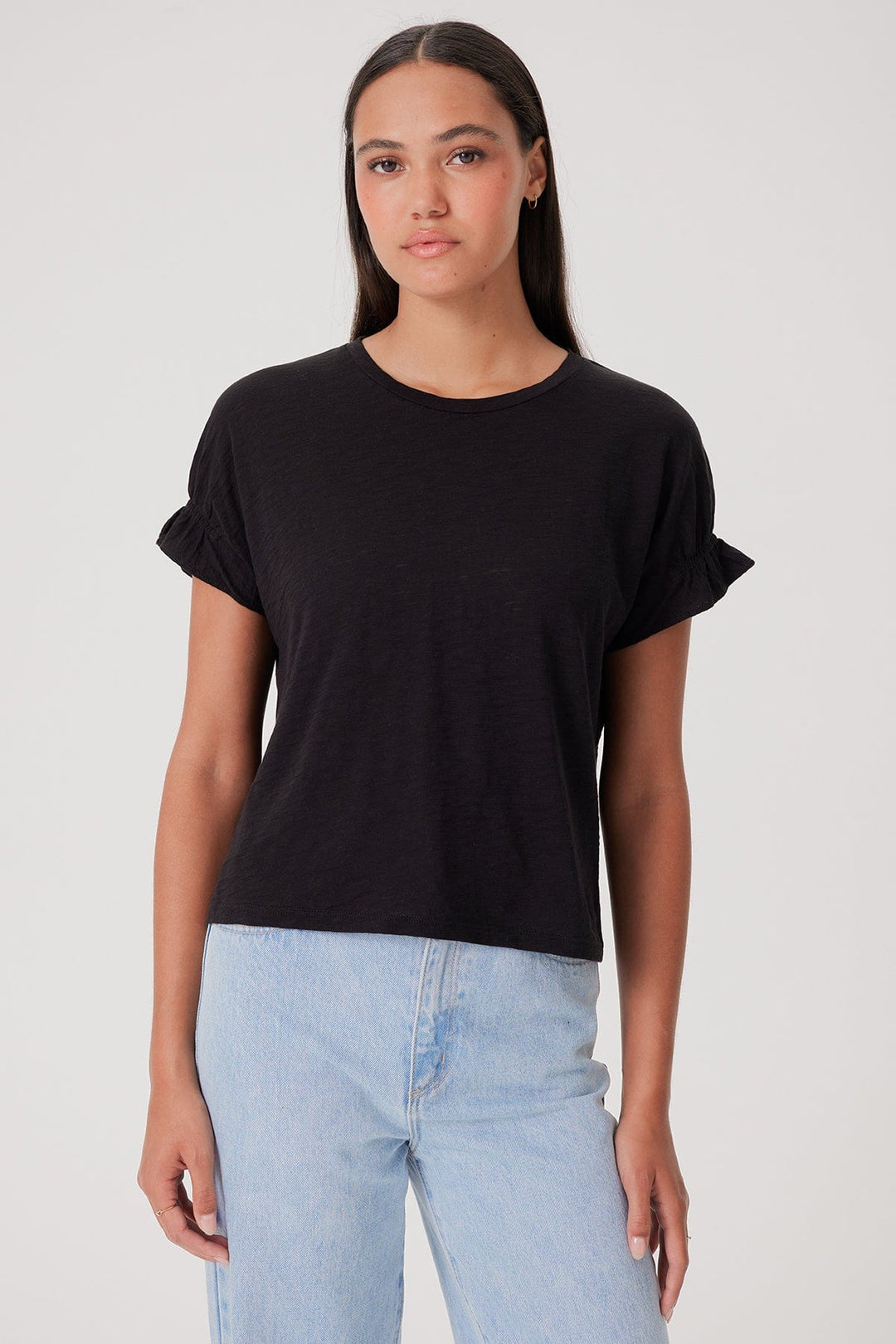 Goldie Signature Slub Puff & Ruffle Sleeve Tee available at Barbara Katz