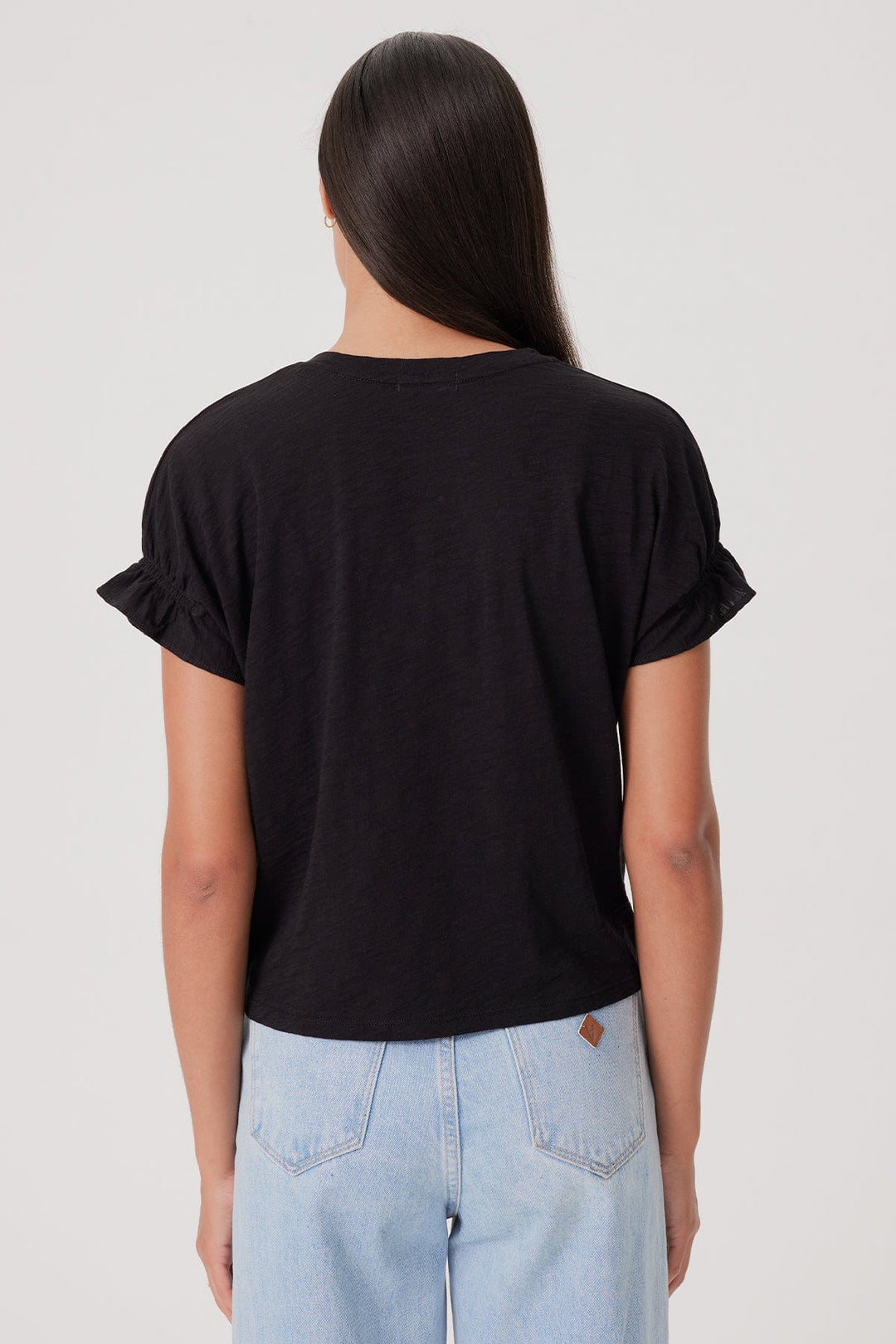 Goldie Signature Slub Puff & Ruffle Sleeve Tee available at Barbara Katz
