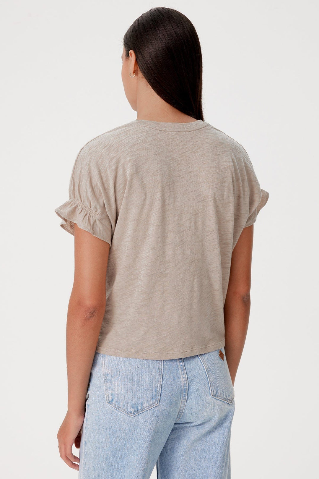 Goldie Signature Slub Puff & Ruffle Sleeve Tee available at Barbara Katz