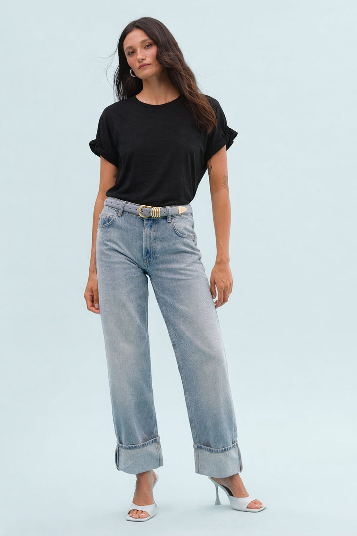 Goldie Signature Slub Puff & Ruffle Sleeve Tee available at Barbara Katz