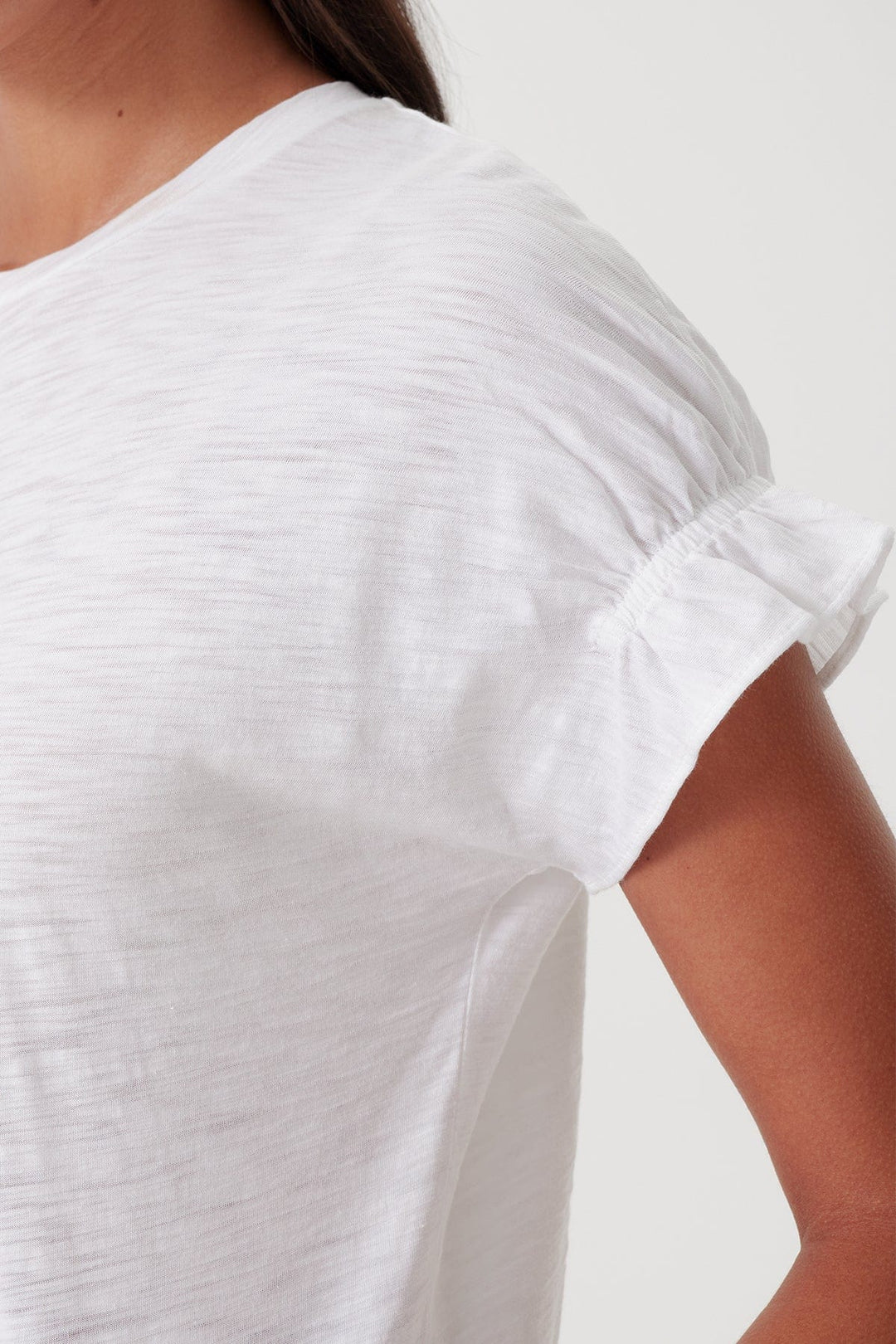 Goldie Signature Slub Puff & Ruffle Sleeve Tee available at Barbara Katz