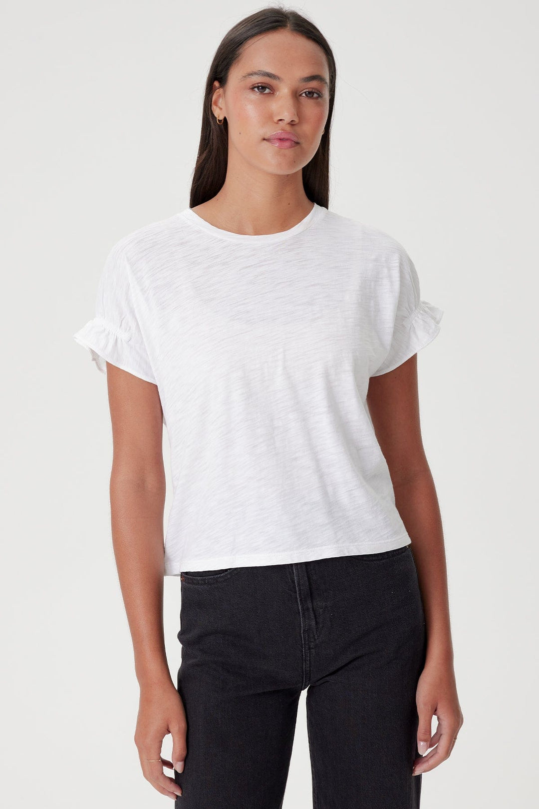 Goldie Signature Slub Puff & Ruffle Sleeve Tee available at Barbara Katz