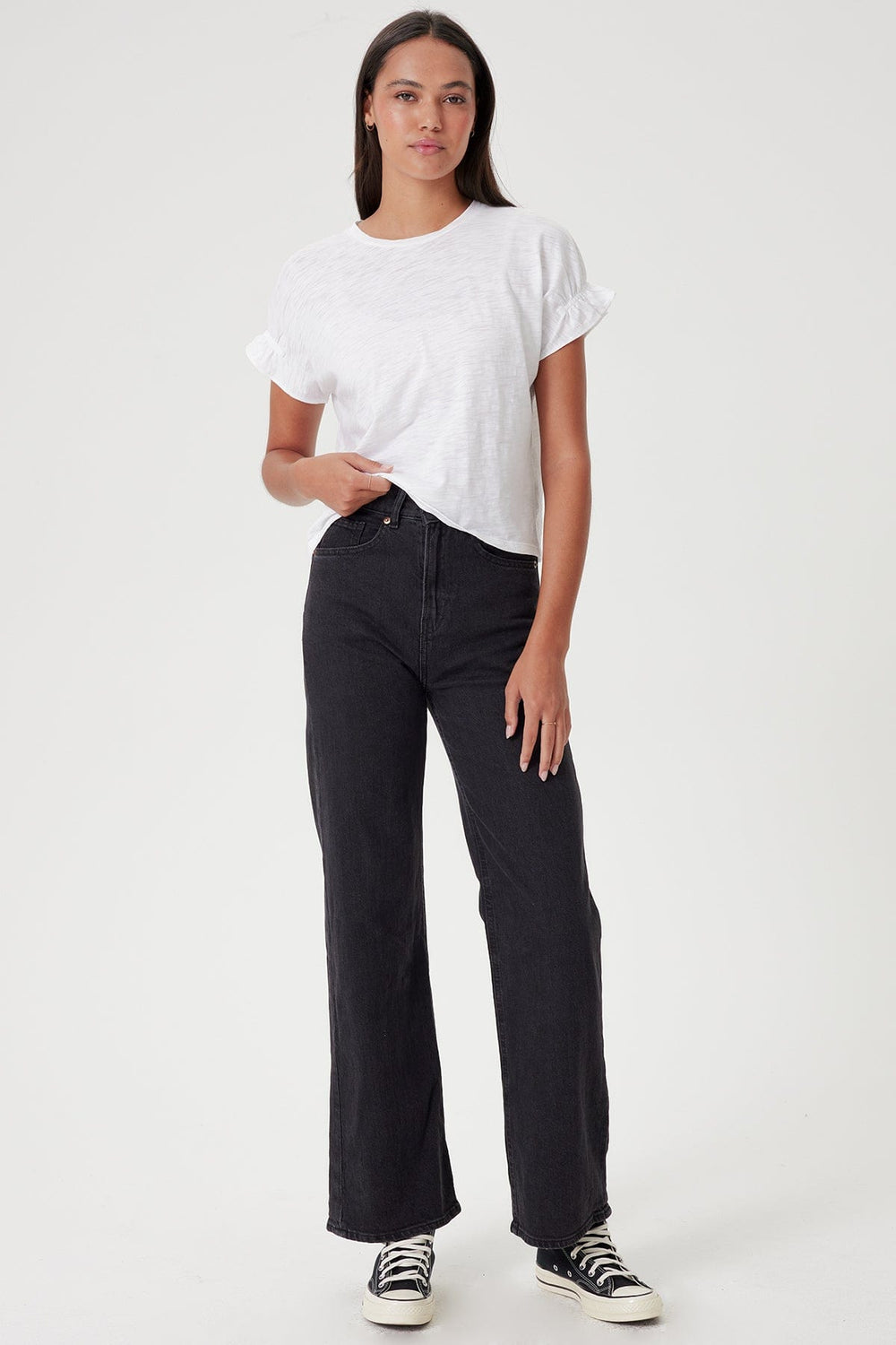 Goldie Signature Slub Puff & Ruffle Sleeve Tee available at Barbara Katz