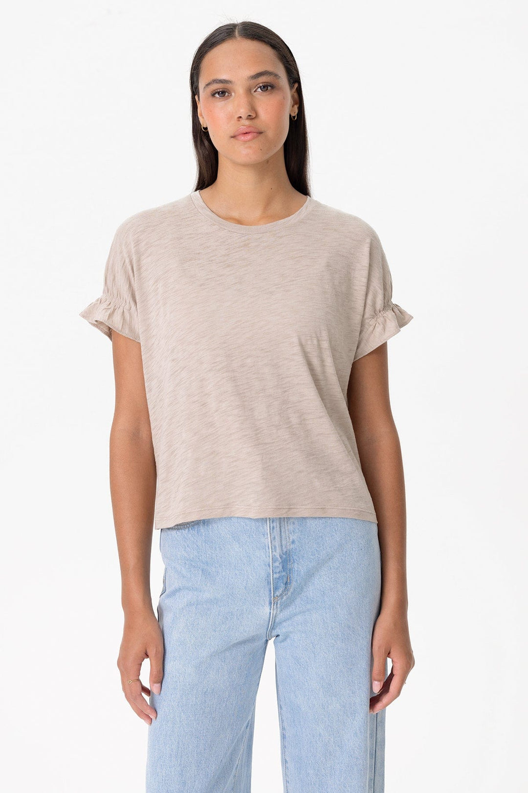 Goldie Signature Slub Puff & Ruffle Sleeve Tee available at Barbara Katz