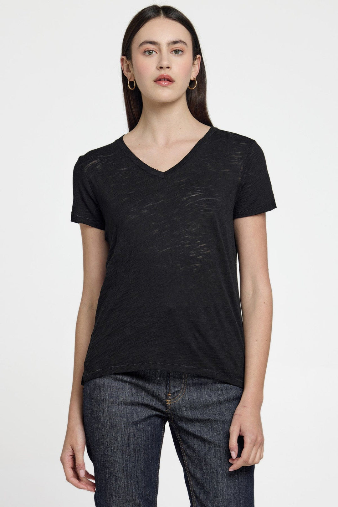 Goldie Signature Slub V Neck Boy Tee available at Barbara Katz