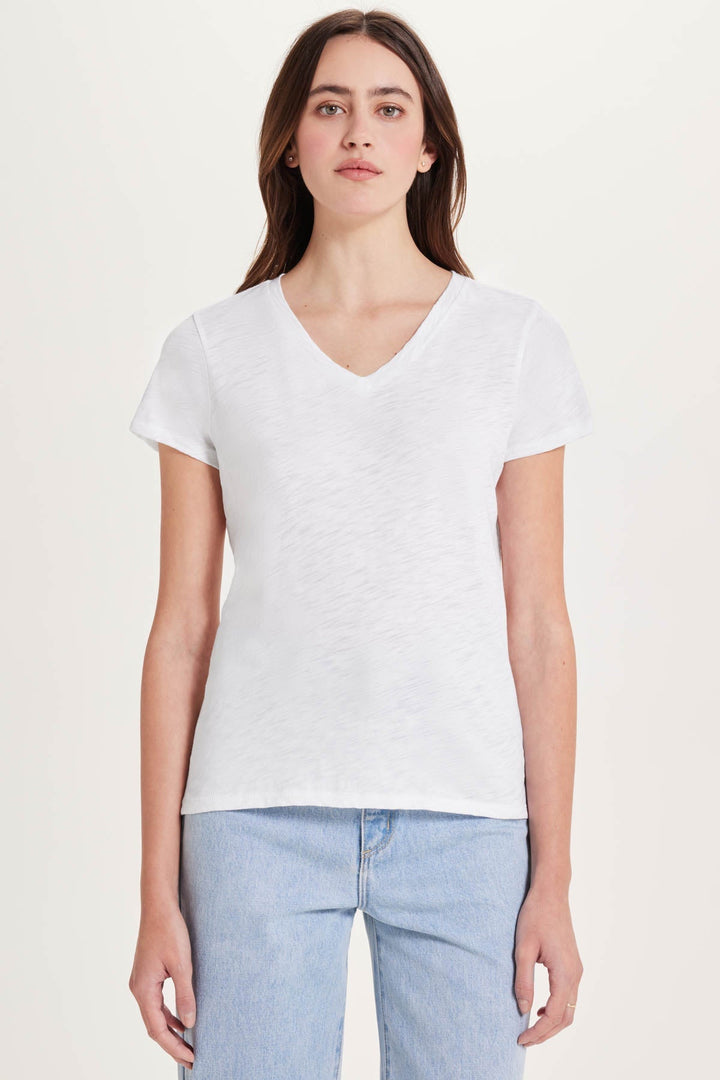 Goldie Signature Slub V Neck Boy Tee available at Barbara Katz
