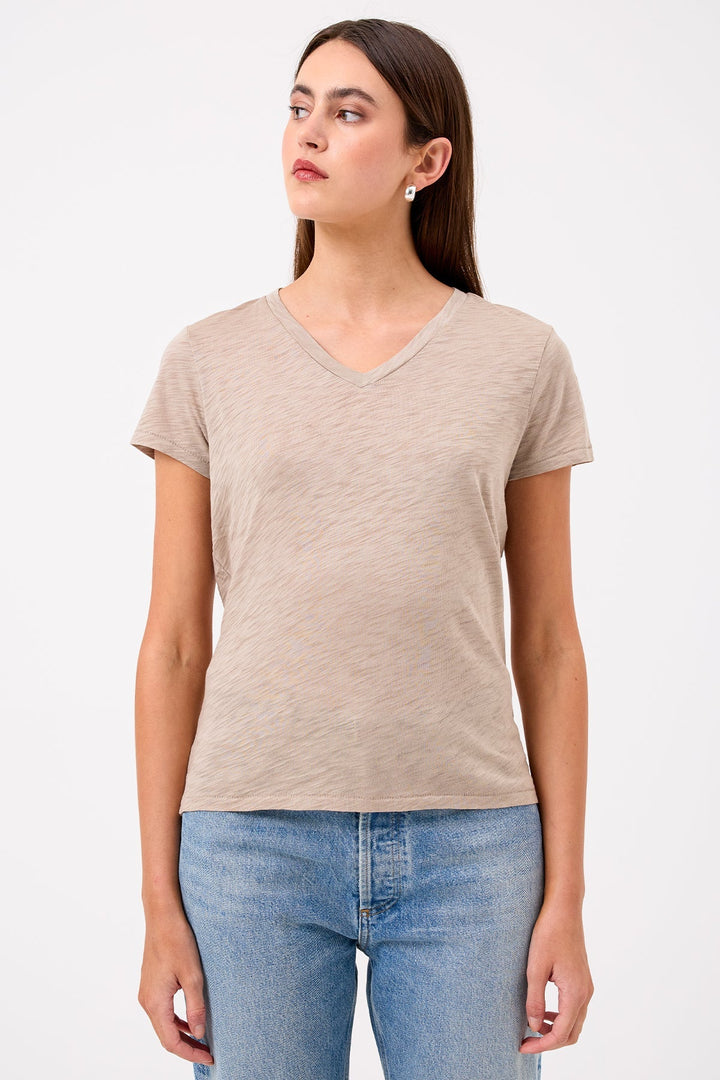 Goldie Signature Slub V Neck Boy Tee available at Barbara Katz