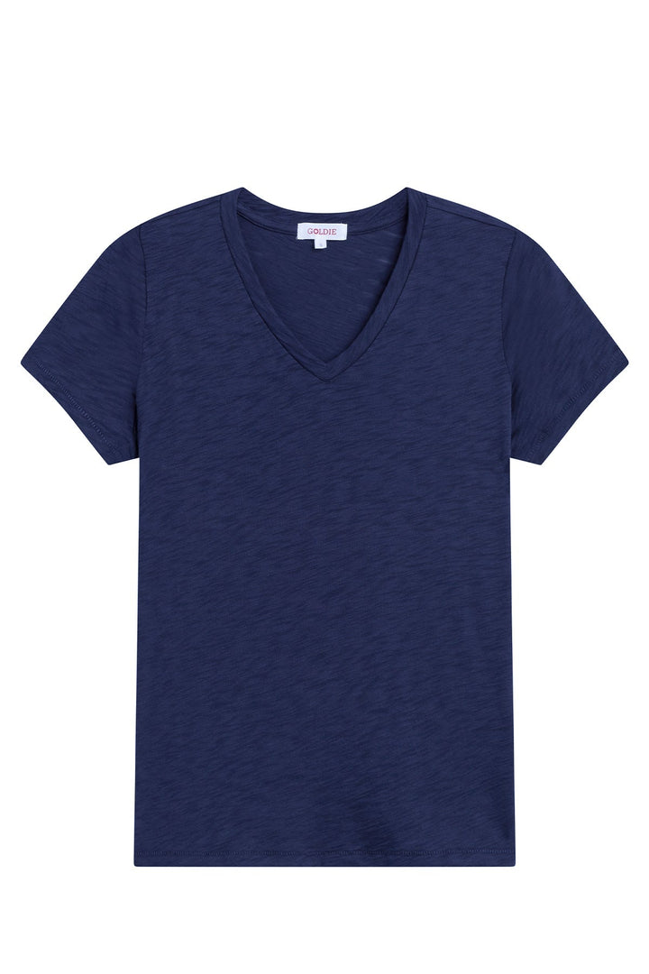Goldie Signature Slub V Neck Boy Tee available at Barbara Katz