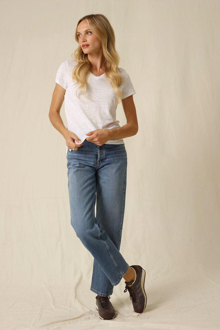 Goldie Signature Slub V Neck Boy Tee available at Barbara Katz