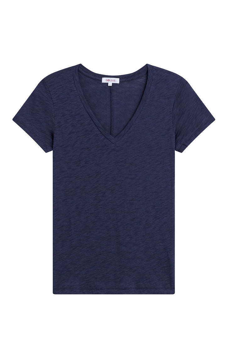 Goldie Signature Slub V Neck Tee available at Barbara Katz