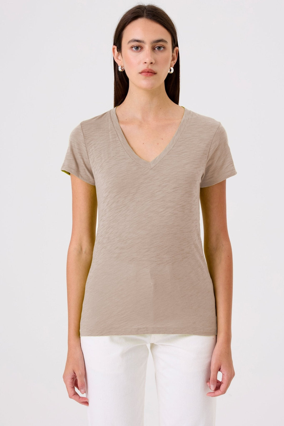 Goldie Signature Slub V Neck Tee available at Barbara Katz