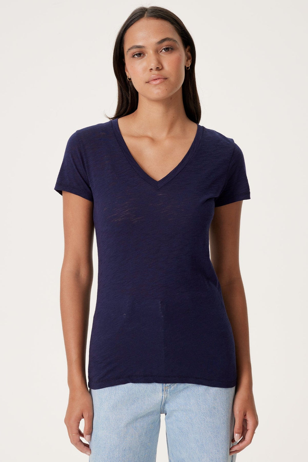 Goldie Signature Slub V Neck Tee available at Barbara Katz
