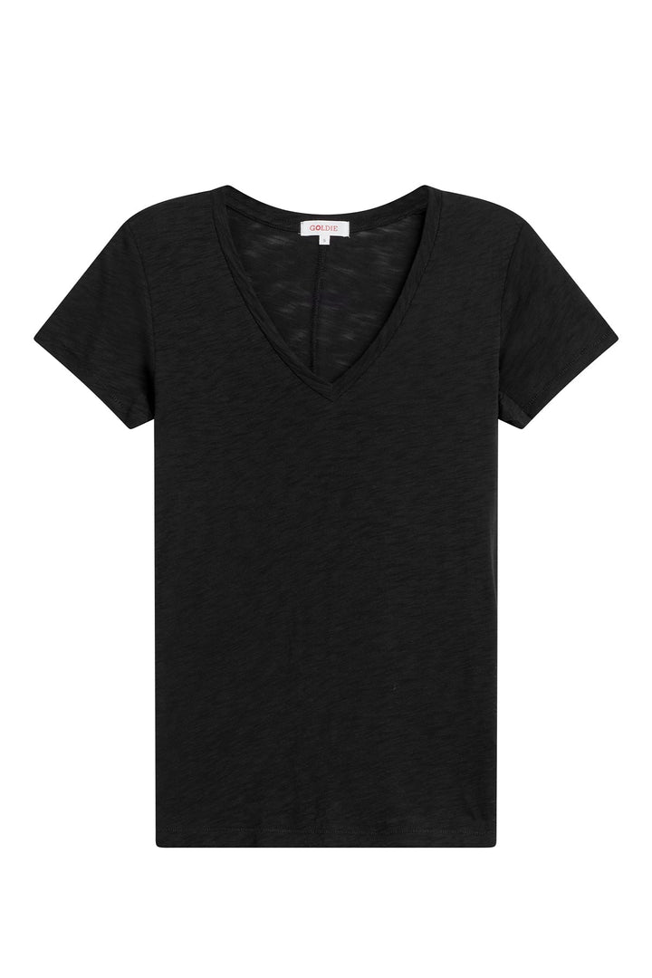 Goldie Signature Slub V Neck Tee available at Barbara Katz