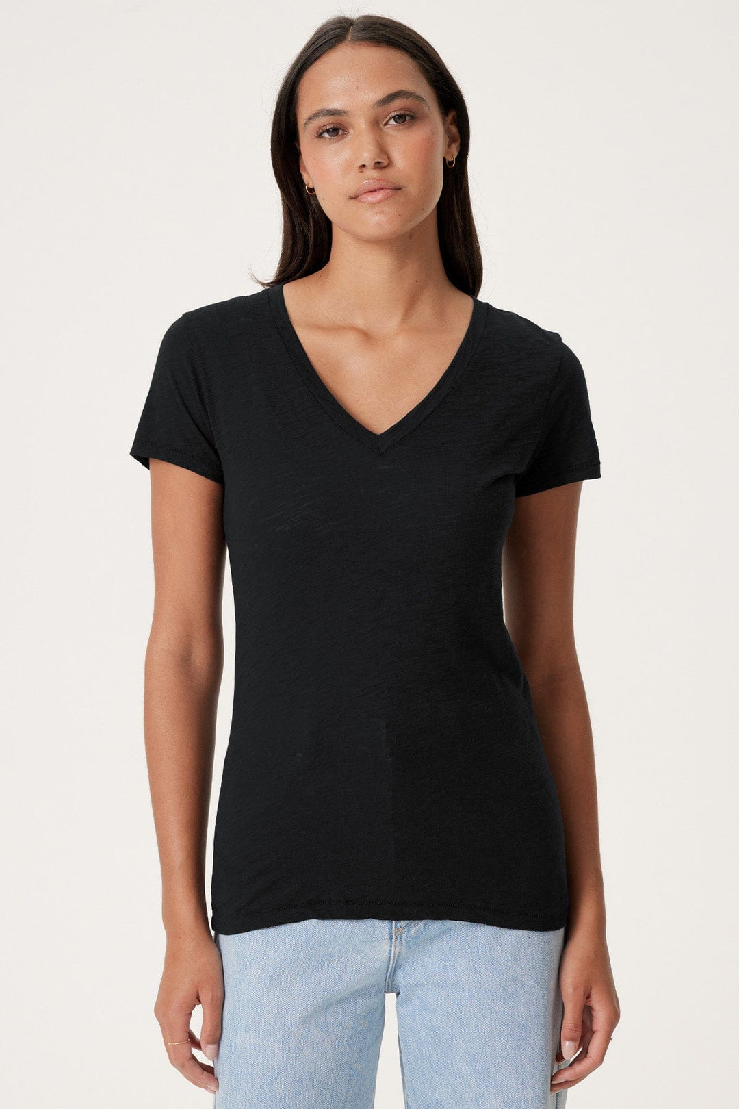 Goldie Signature Slub V Neck Tee available at Barbara Katz