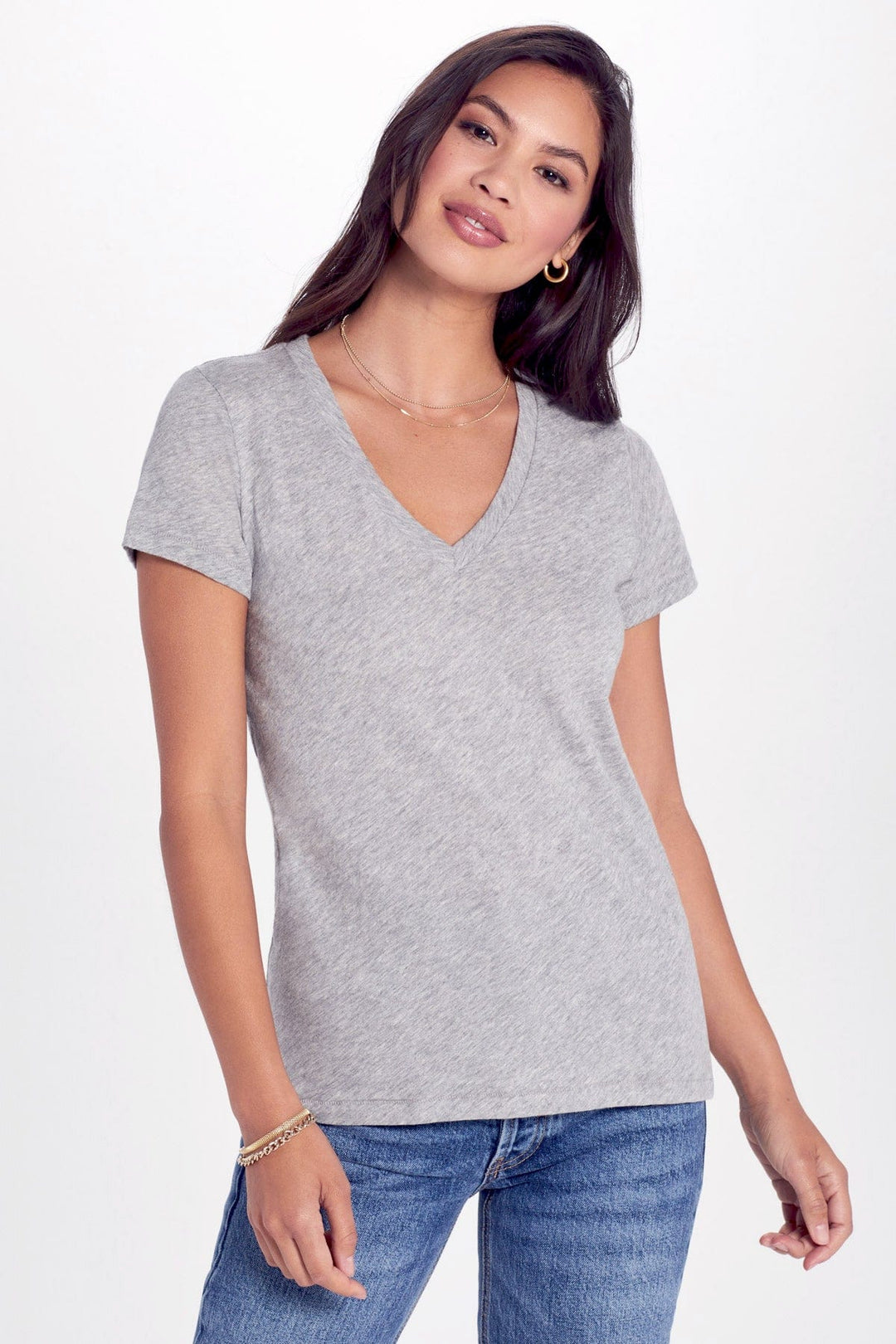 Goldie Signature Slub V Neck Tee available at Barbara Katz