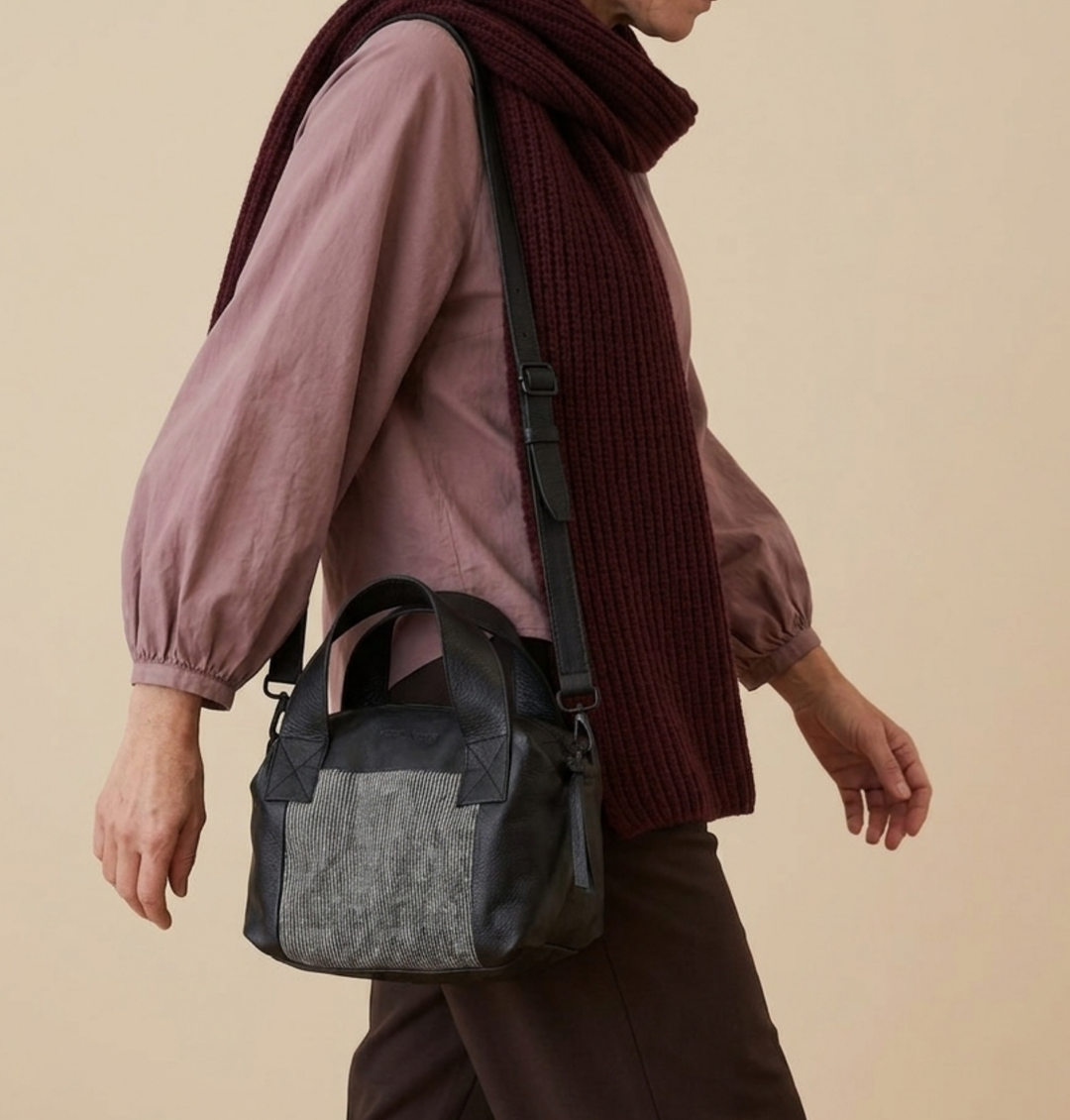 Daniella Lehavi Libi Small Satchel in Black &amp; White Stripes available at Barbara Katz
