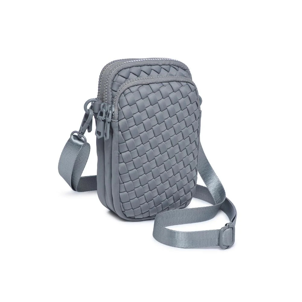 Sol and Selene Divide & Conquer Woven Crossbody Bag in Grey available at Barbara Katz