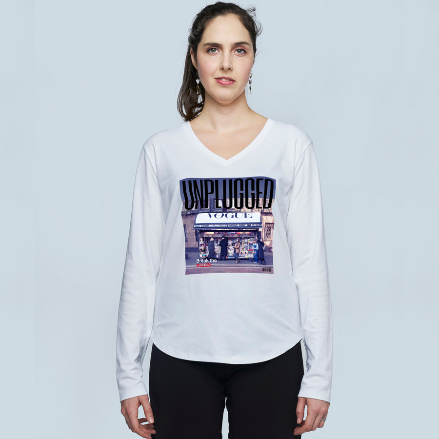 Suzi Roher The Victoria Long Sleeve Tee - Unplugged White available at Barbara Katz