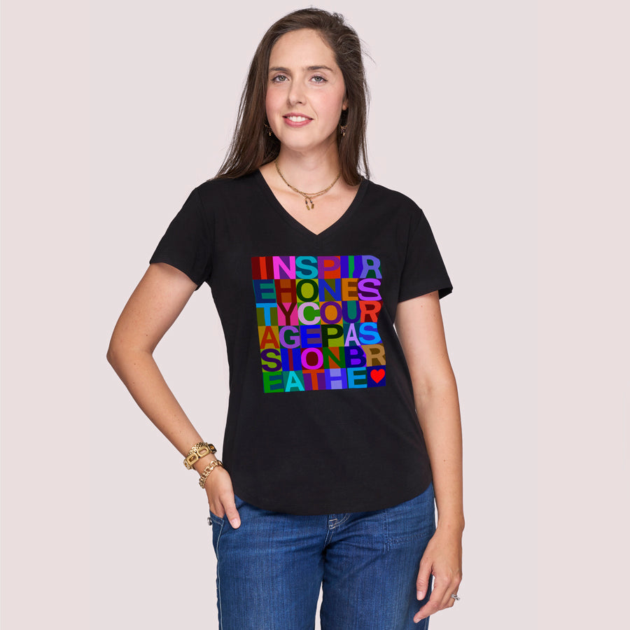 Suzi Roher The Viv Black T-Shirt - 7 Letter Words