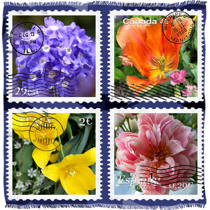 Suzi Roher Flower Stamps Scarf available at Barbara Katz