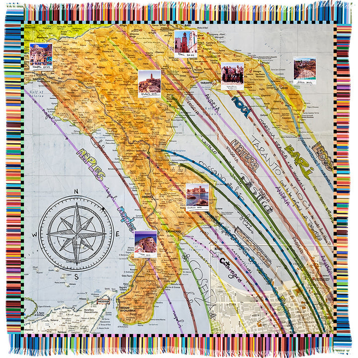 Suzi Roher Happy Travels Scarf available at Barbara Katz